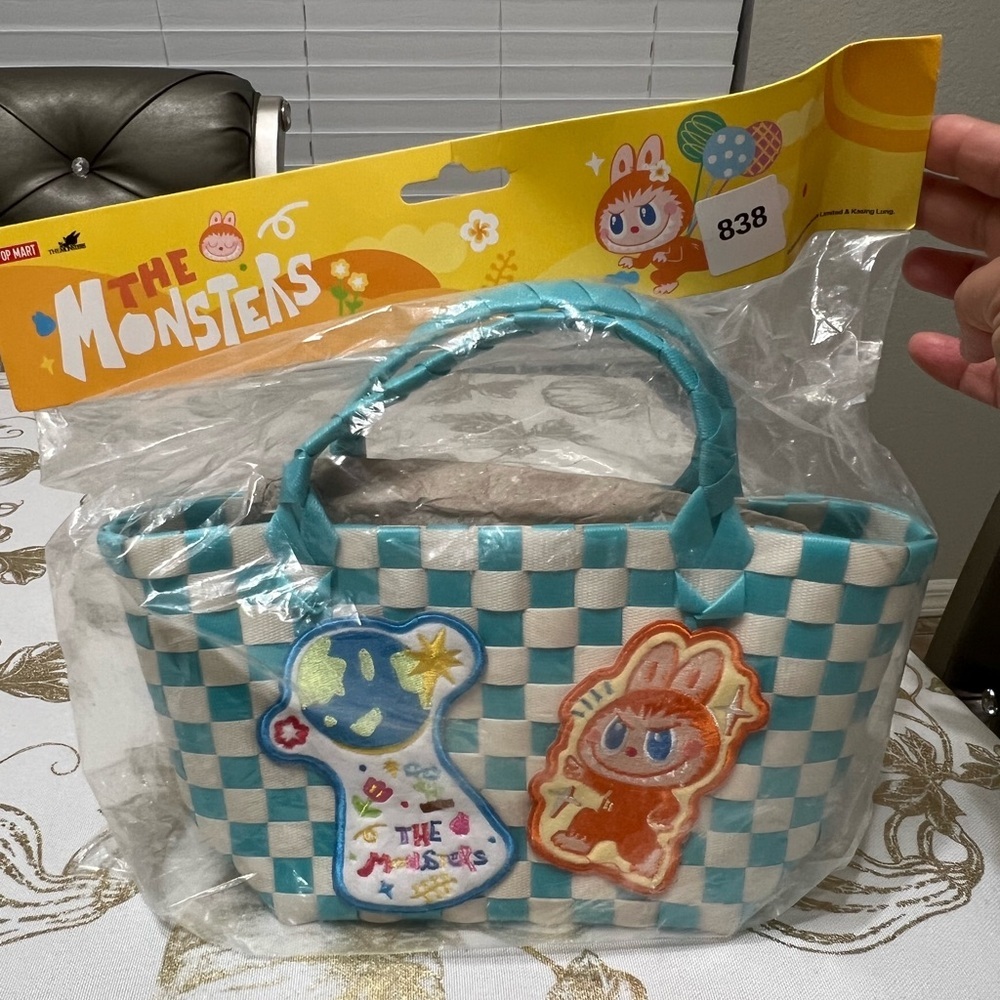 The Monsters Blue and White Checkered Tote
